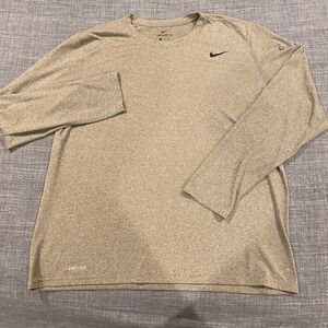 Nike Dri-FIT Mens XL Long Sleeve Heathered Grey Shirt Performance Running Gym